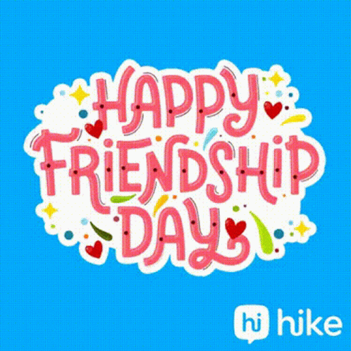 A Blue Background With The Words Happy Friendship Day Written On It GIF