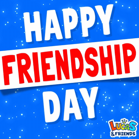 A Blue Background With The Words Happy Friendship Day Written On It GIF