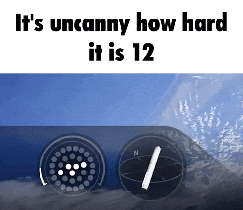 A Blue Background With The Words " It 'S Uncanny How Hard It Is 12 " On It GIF