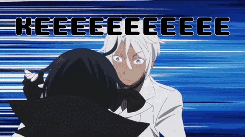 A Blue Background With The Words Keeeeeeeeee GIF