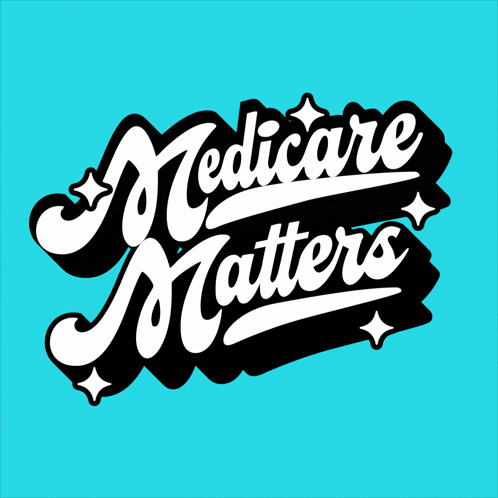 A Blue Background With The Words Medicare Matters In White Letters GIF