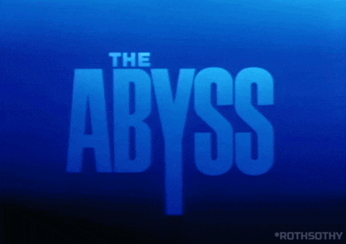 A Blue Background With The Words The Abyss GIF