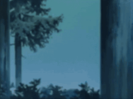A Blue Background With Trees And The Words " Get Over It " GIF