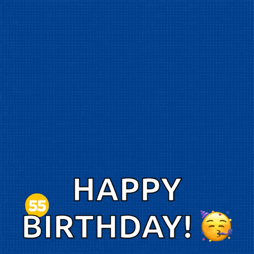 A Blue Background With Yellow Bubbles With The Number 55 On Them GIF