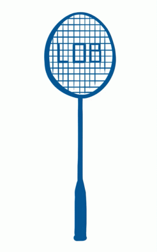 A Blue Badminton Racket With The Letter L On The Net GIF