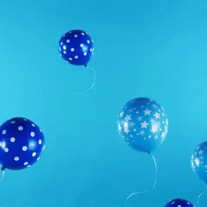 A Blue Balloon That Says Yay On It GIF