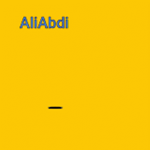 A Blue Bird With A Pink Beak Is On A Yellow Background With The Name Aliabdi GIF