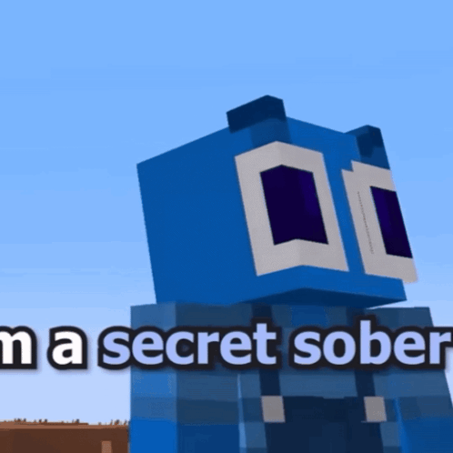 A Blue Block With The Words " A Secret Sober " Written Below It GIF