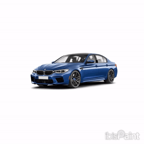 A Blue Bmw With The Word Ibis Paint On The Bottom Right GIF