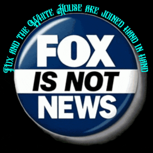 A Blue Button That Says Fox Is Not News On It GIF