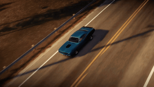 A Blue Car Is Driving Down A Highway GIF