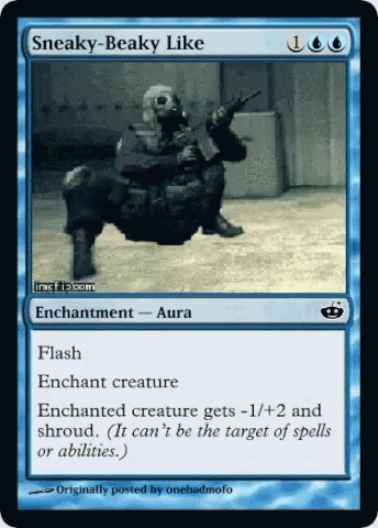 A Blue Card That Says Sneaky Beaky Like GIF