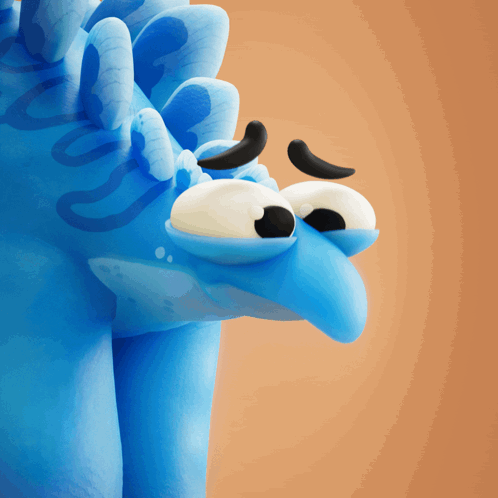A Blue Cartoon Character Has A Sad Look On Its Face GIF
