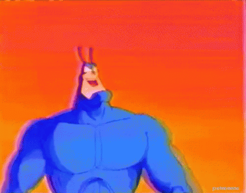 A Blue Cartoon Character Is Giving A Thumbs Up Sign GIF