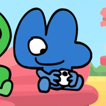 A Blue Cartoon Character Is Sitting On A Red Couch Holding A Remote Control . GIF