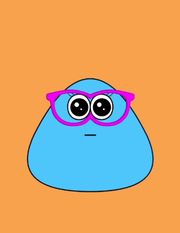 A Blue Cartoon Character Is Wearing Pink Glasses GIF