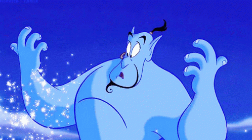 A Blue Cartoon Character With A Beard And A Mustache Is Standing In Front Of A Blue Sky GIF