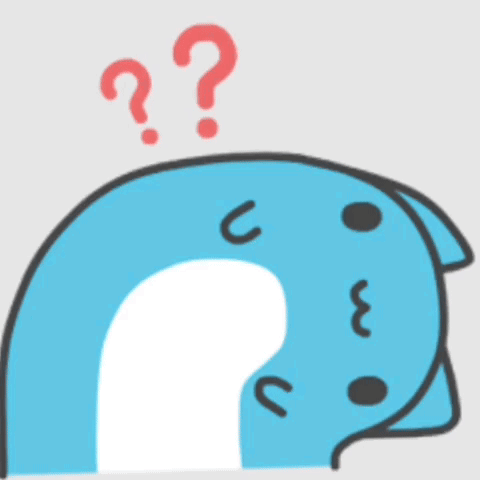 A Blue Cartoon Character With A Red Question Mark Above Its Head GIF