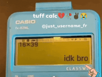 A Blue Casio Fx-82Nl Calculator With A Screen That Says 16X39 GIF