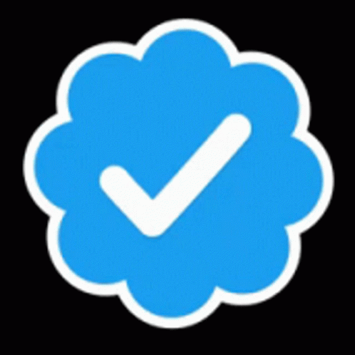 A Blue Check Mark In A White Cloud On A Black Background . GIF