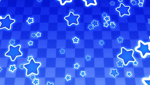 A Blue Checkered Background With Glowing Stars GIF