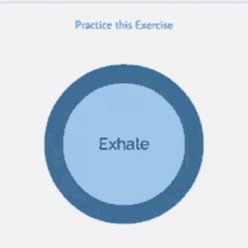 A Blue Circle That Says Exhale In The Center GIF