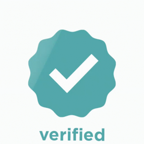 A Blue Circle With A Check Mark And The Word Verified Underneath GIF