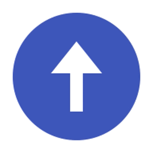 A Blue Circle With A White Arrow Pointing Upward GIF