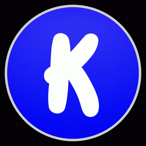 A Blue Circle With A White Letter K In It GIF