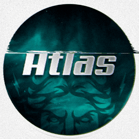 Blue Circle With Atlas In White Letters GIF