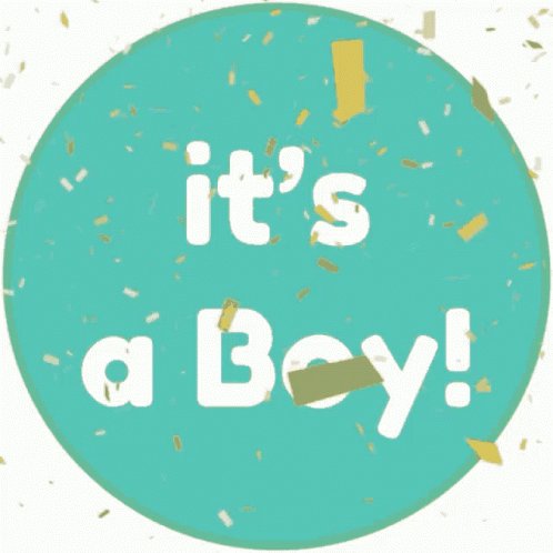A Blue Circle With The Words " It 'S A Boy " On It GIF