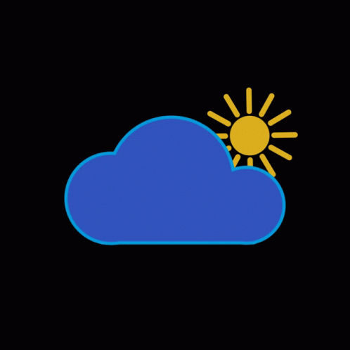 A Blue Cloud With A Yellow Sun In The Background GIF
