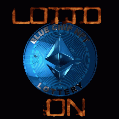 A Blue Coin That Says Lotto Blue Chip Nft Lottery On It GIF