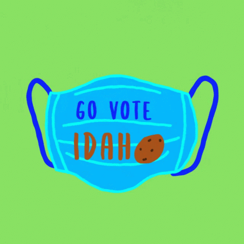 a blue face mask with the words go vote idaho on it