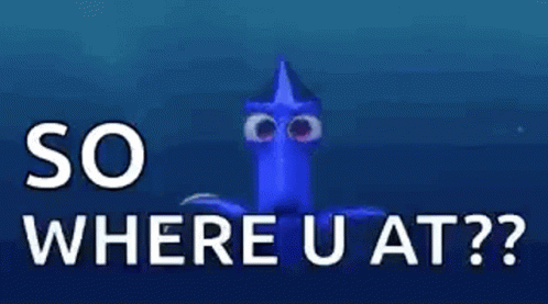 A Blue Fish With Big Eyes Is Asking Where U At ? GIF
