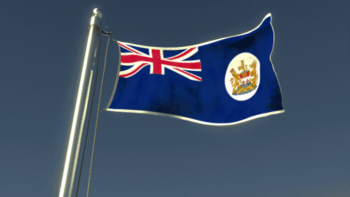 A Blue Flag With A Red White And Blue British Flag On It GIF