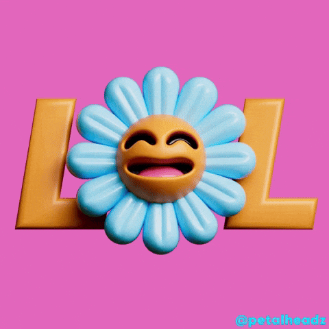 A Blue Flower With A Face And The Word Lol On It GIF