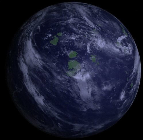 Blue Globe With Green Spots On Black Background GIF