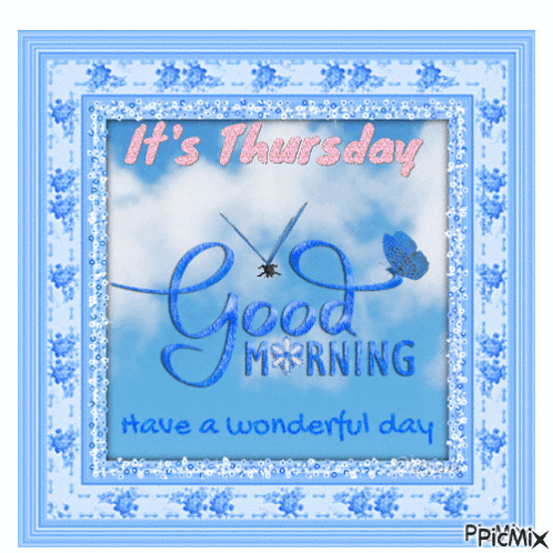 A Blue Greeting Card That Says It 'S Thursday GIF