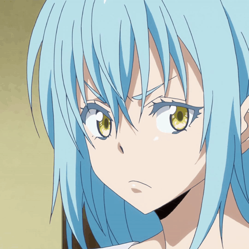 A Blue Haired Anime Character With Yellow Eyes GIF