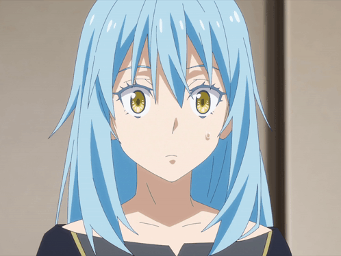 A Blue Haired Anime Character With Yellow Eyes GIF