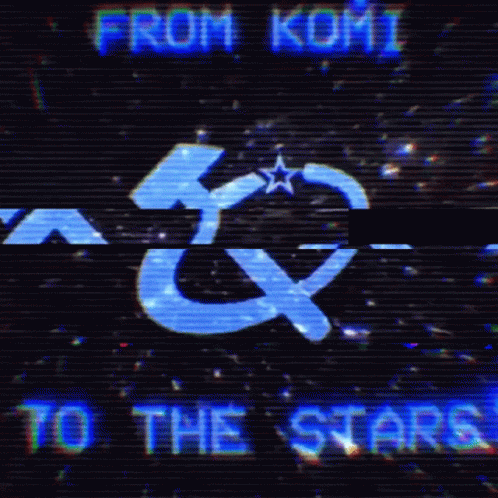 a blue hammer and sickle with a star on it and the words from kumi to the stars