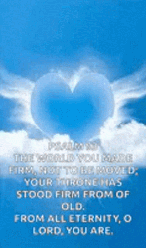 A Blue Heart In The Sky With A Bible Verse On It . GIF