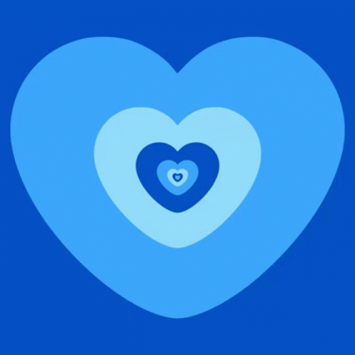 A Blue Heart On A Blue Background With Smaller Hearts Coming Out Of It GIF