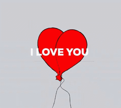 A Blue Heart Shaped Balloon With The Words I Love You On It GIF