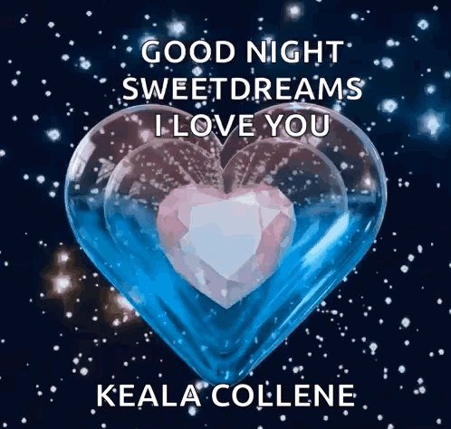 A Blue Heart With A Pink Heart Inside Of It Says Good Night Sweetdreams I Love You GIF