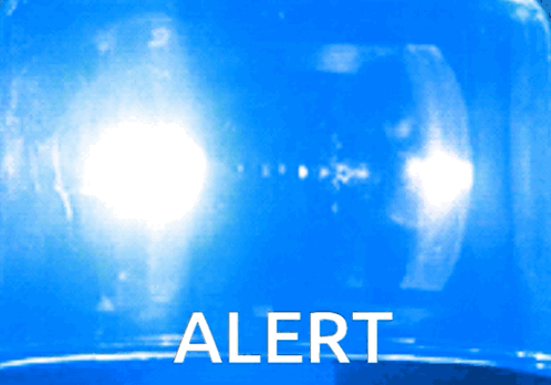 A Blue Light With The Word Alert In White Letters GIF