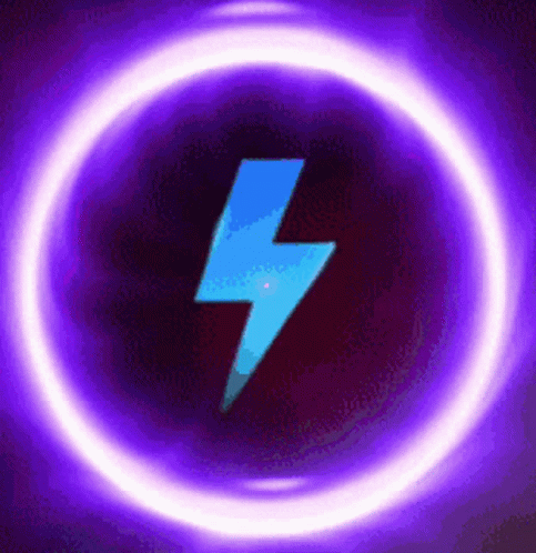 A Blue Lightning Bolt Is Surrounded By A Purple Circle GIF