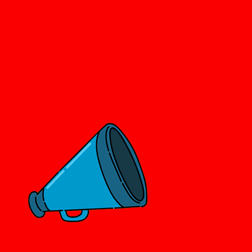 A Blue Megaphone With A Speech Bubble Saying " Stand With Colombian Immigrants " GIF