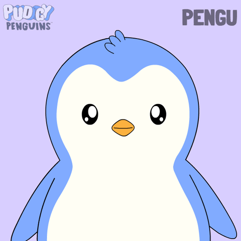 A Blue Penguin Holding A Sign That Says Love You GIF
